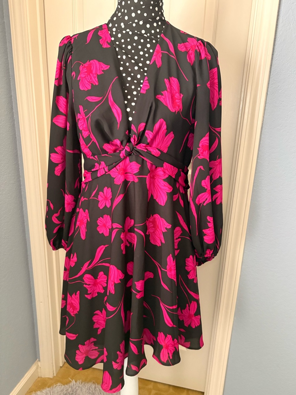 Banana Republic Black Dress with Pink Floral Print